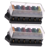 2Pcs Metal 6 Way Fuse Holder for Vehicle Maintenance Electrical Installation Car Fuse Accessory 4.3x2.0x1.7in - Top-Down View