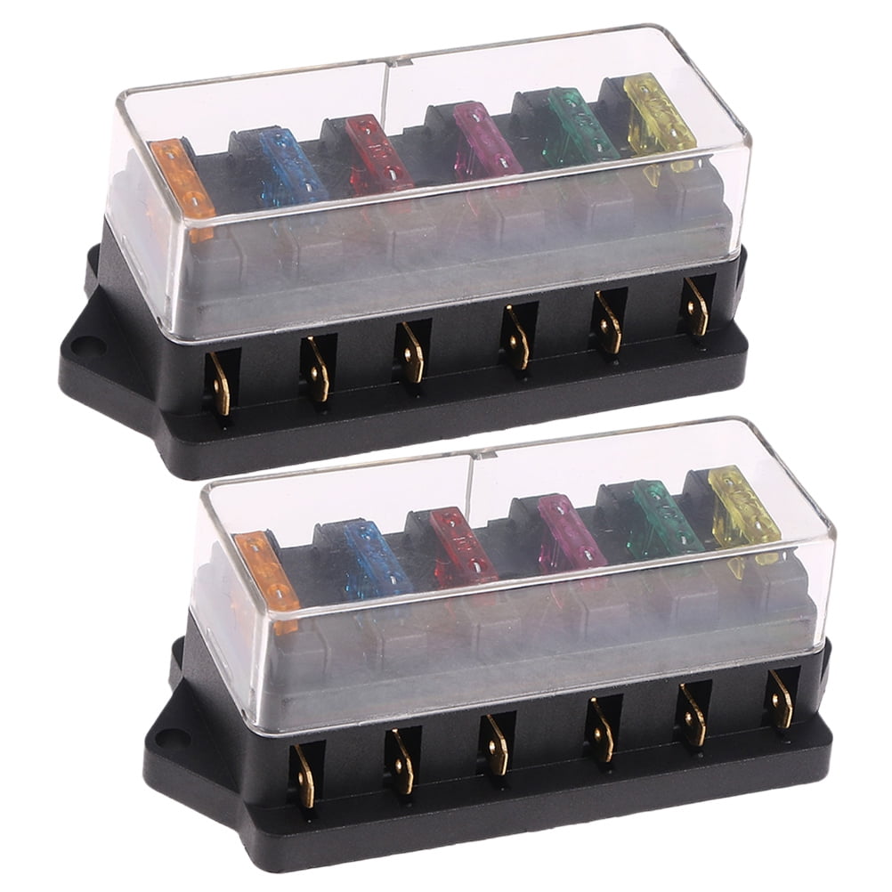 2Pcs Metal 6 Way Fuse Holder for Vehicle Maintenance Electrical Installation Car Fuse Accessory 4.3x2.0x1.7in