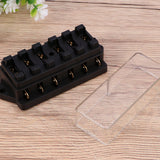 2Pcs Metal 6 Way Fuse Holder for Vehicle Maintenance Electrical Installation Car Fuse Accessory 4.3x2.0x1.7in - Close-Up Angle