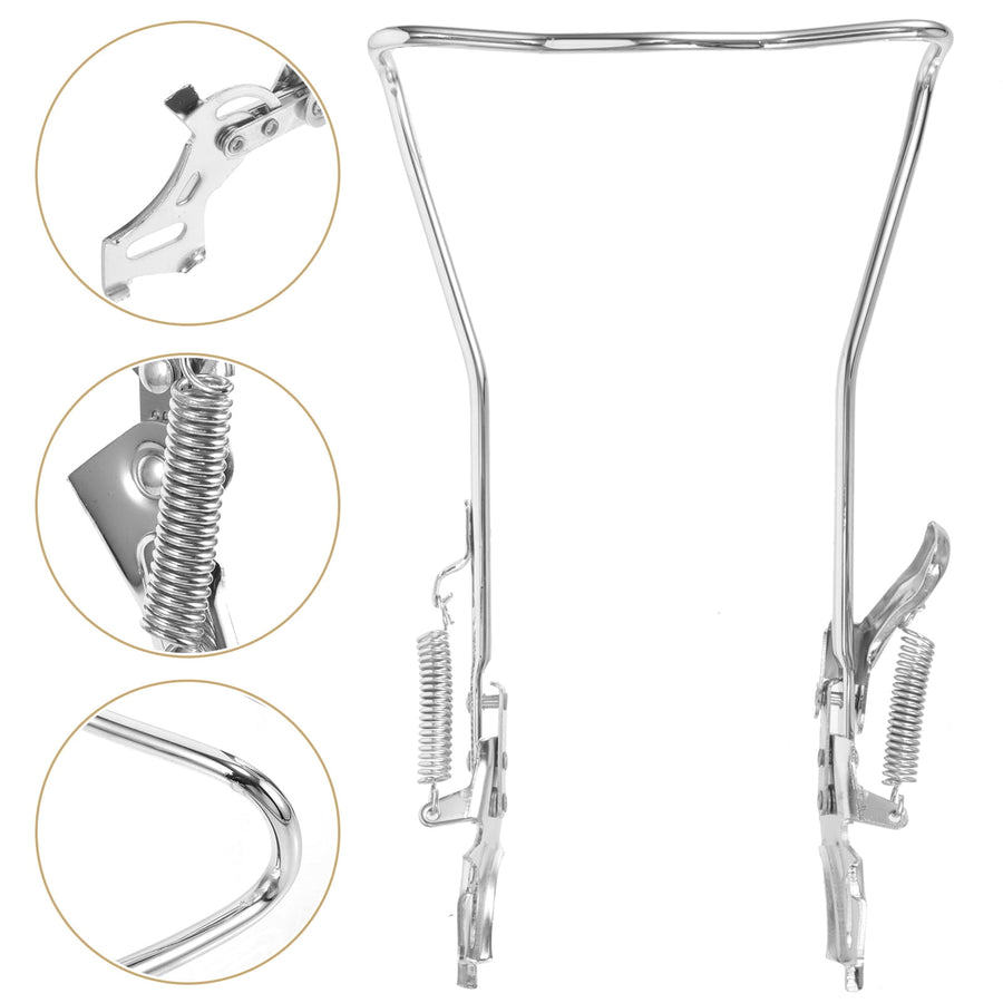 1Set Steel Silver Double Legged Bike Kickstand for Stable Support Non Slip Feet Quick Adjustment 14.6x10x0.4in