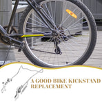 1Set Steel Silver Double Legged Bike Kickstand for Stable Support Non Slip Feet Quick Adjustment 14.6x10x0.4in