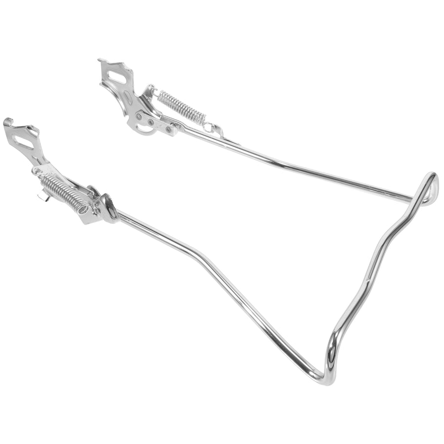 1Set Steel Silver Double Legged Bike Kickstand for Stable Support Non Slip Feet Quick Adjustment 14.6x10x0.4in