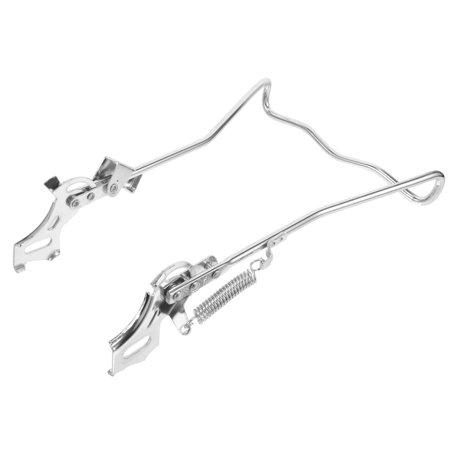 1Set Steel Silver Double Legged Bike Kickstand for Stable Support Non Slip Feet Quick Adjustment 14.6x10x0.4in