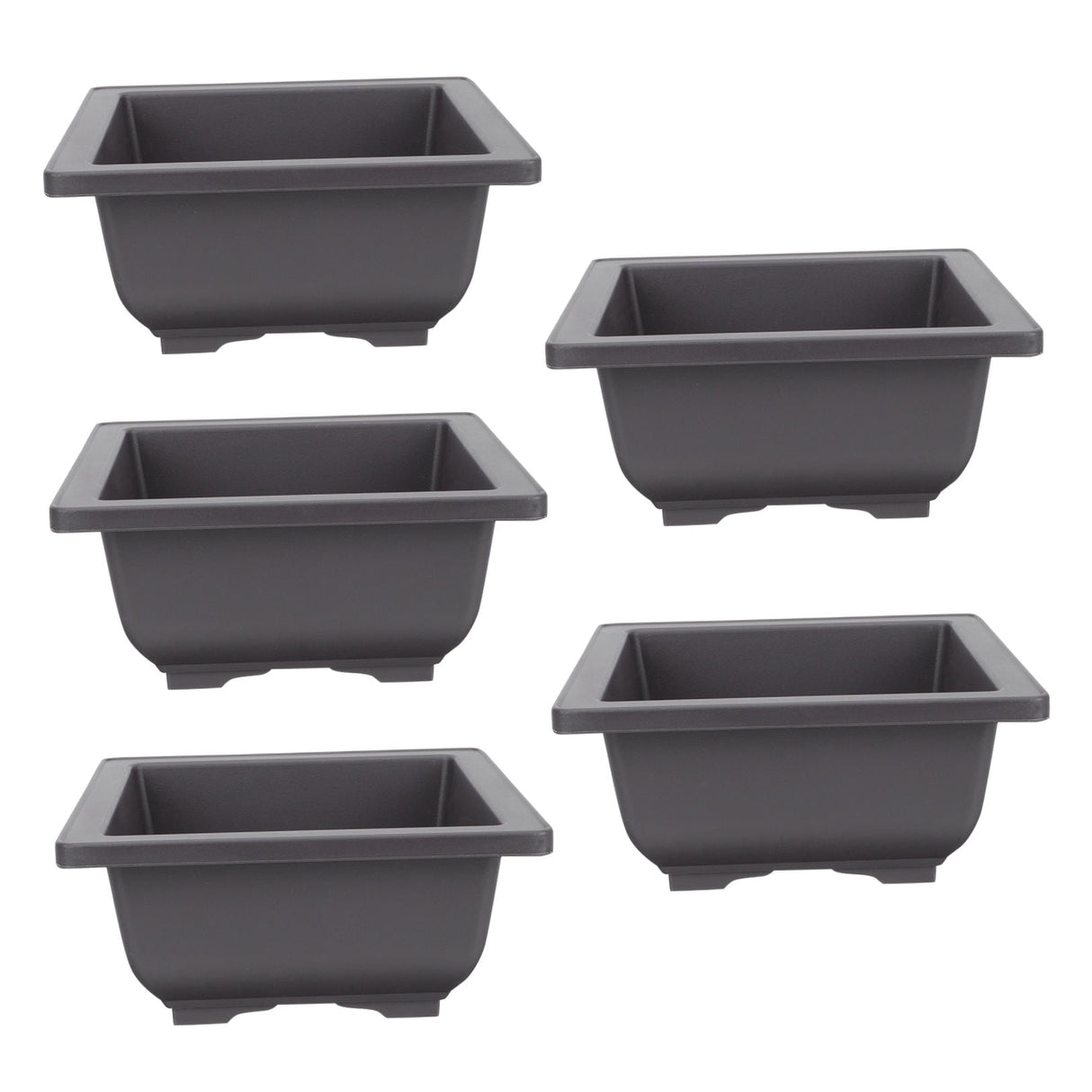 5Pcs Square Flowerpots for Study Room and Office in Black 17x17cm