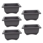 5Pcs Square Flowerpots for Study Room and Office in Black 17x17cm