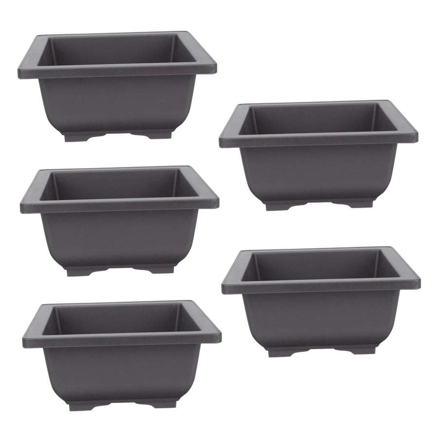 5Pcs Square Flowerpots for Study Room and Office in Black 17x17cm