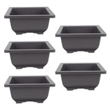 5Pcs Square Flowerpots for Study Room and Office in Black 17x17cm