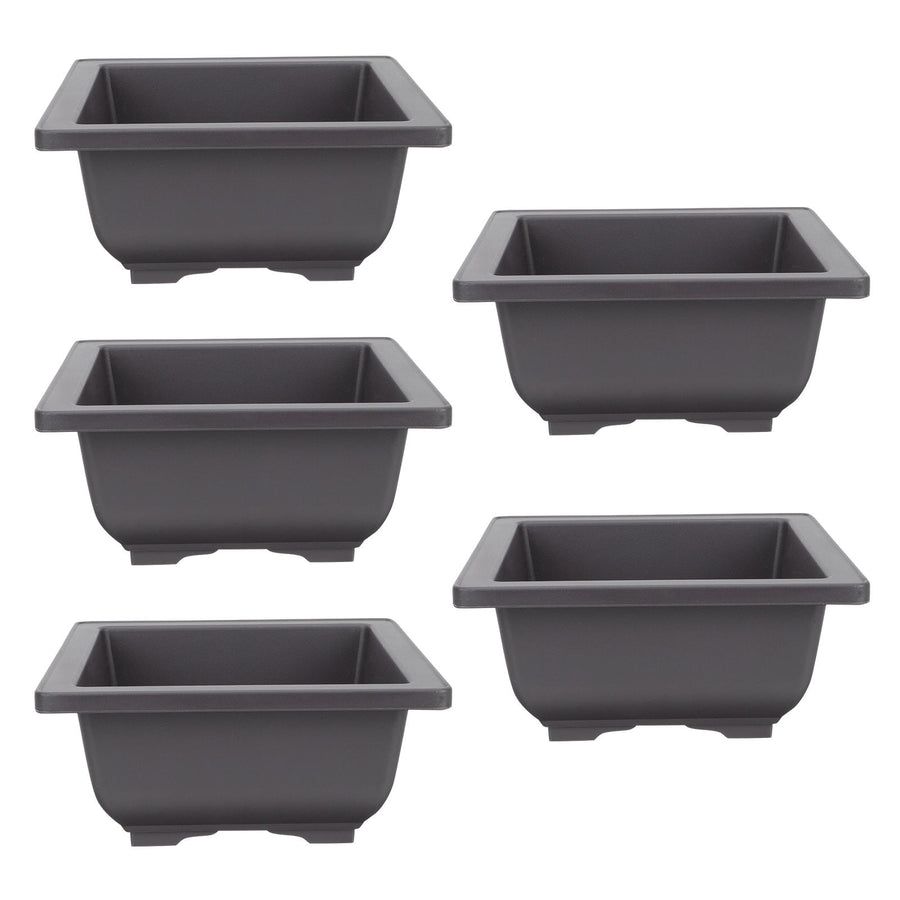 5Pcs Square Flowerpots for Study Room and Office in Black 17x17cm