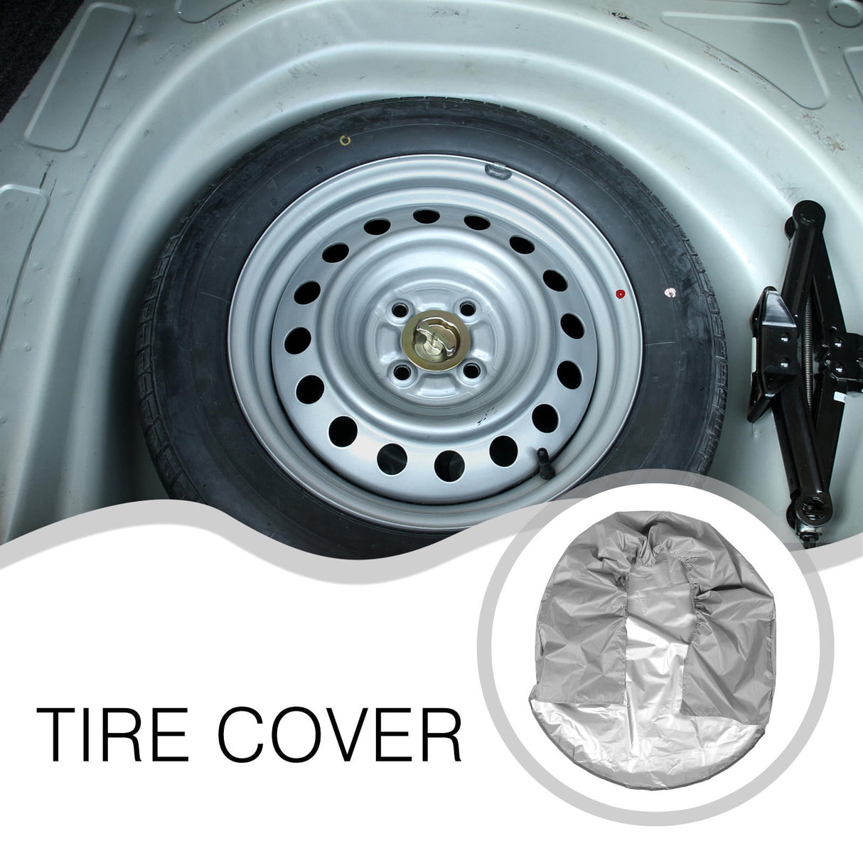 1Pcs RV Spare Tire Cover in Grey Coated Polyester Prevents Cracking and Extends Lifespan