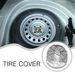 1Pcs RV Spare Tire Cover in Grey Coated Polyester Prevents Cracking and Extends Lifespan