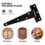 6Pcs Heavy Duty Gate Hinges in T-Shape Black for Outdoor Projects