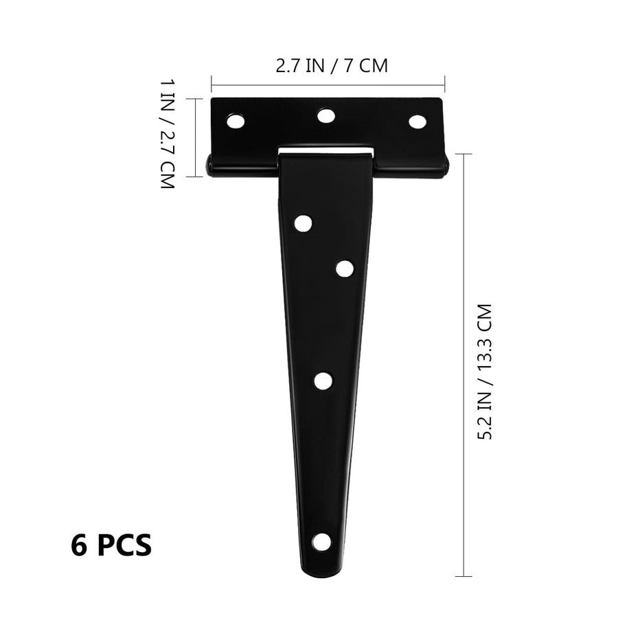 6Pcs Heavy Duty Gate Hinges in T-Shape Black for Outdoor Projects