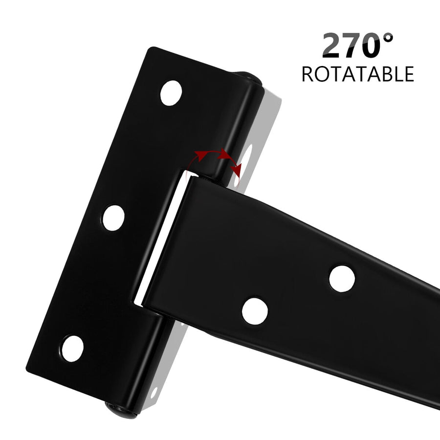 6Pcs Heavy Duty Gate Hinges in T-Shape Black for Outdoor Projects