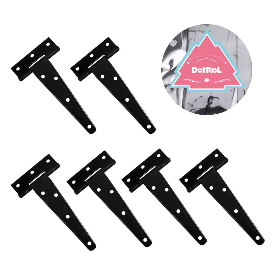 6Pcs Heavy Duty Gate Hinges in T-Shape Black for Outdoor Projects