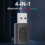 4 IN 1 5.0 Bluetooth Adapter USB Wireless Bluetooth Sender Receiver Music Audio for TV Portable 3.5mm AUX Adaptor