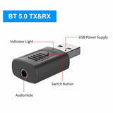 4 IN 1 5.0 Bluetooth Adapter USB Wireless Bluetooth Sender Receiver Music Audio for TV Portable 3.5mm AUX Adaptor - Low Angle