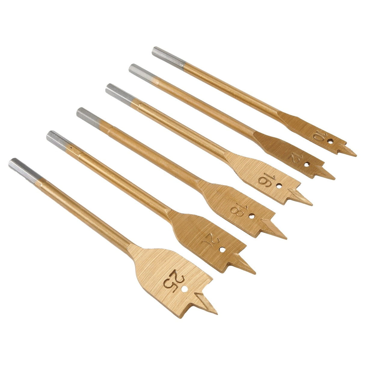 6Pcs Spade Flat Wood Drill Bit Woodworking Hex Shank Metric 10-25Mm