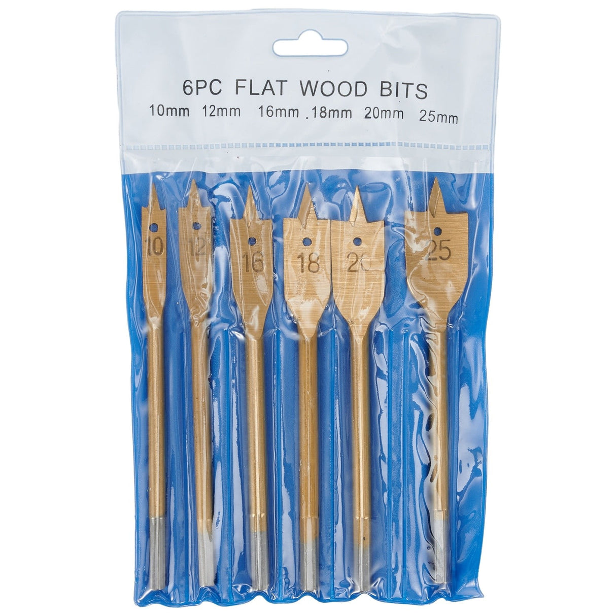 6Pcs Spade Flat Wood Drill Bit Woodworking Hex Shank Metric 10-25Mm