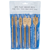 6Pcs Spade Flat Wood Drill Bit Woodworking Hex Shank Metric 10-25Mm - 45-Degree Angle