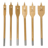 6Pcs Spade Flat Wood Drill Bit Woodworking Hex Shank Metric 10-25Mm