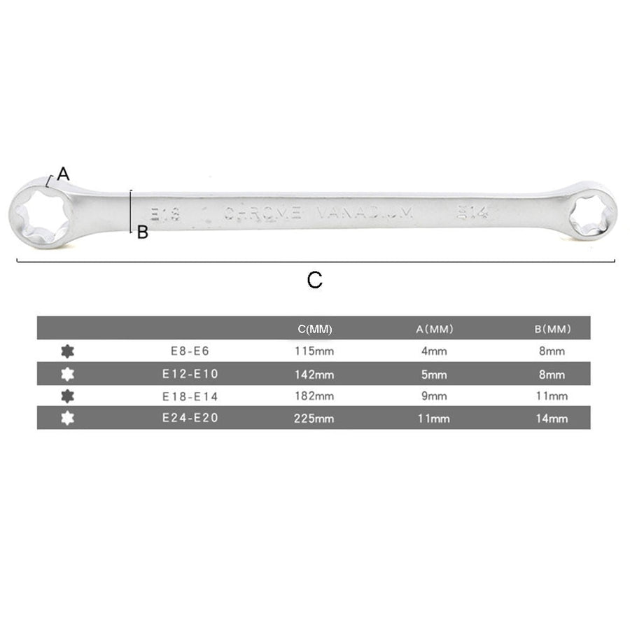 4Pcs Star Double Torx Wrench Spanner E6- E24 E-Type Double-Ended Hexagon