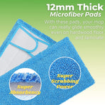 Reusable Microfiber Mop Pads for Swwiffer Sweper & All 10-12 Inch Flat Mop, Upgraded Wet Dry Cleaning Pads for All Hard-Floor, Reusable & Washable Sweeper Refills (4 Pack) Blue