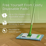 Reusable Microfiber Mop Pads for Swwiffer Sweper & All 10-12 Inch Flat Mop, Upgraded Wet Dry Cleaning Pads for All Hard-Floor, Reusable & Washable Sweeper Refills (4 Pack) Blue