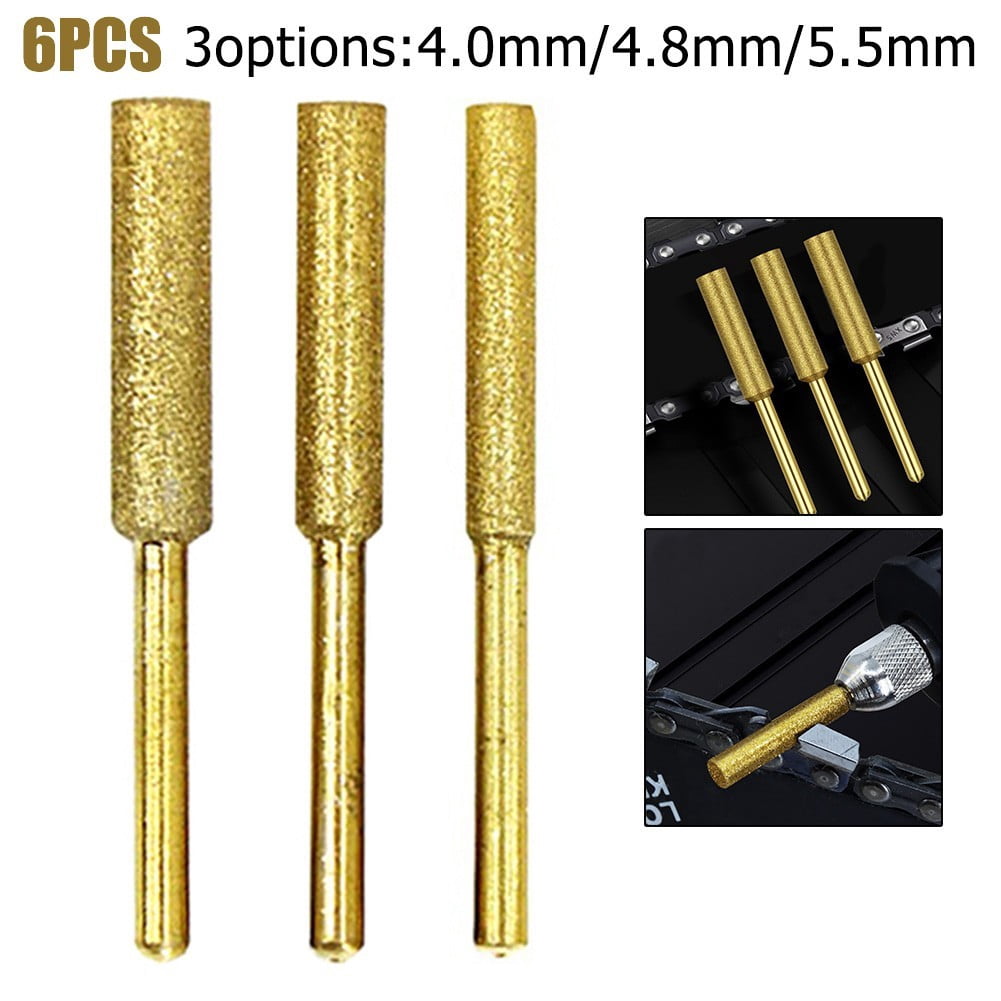 6Pcs Chainsaw Sharpener Grinding Stone File 4/4.8/5.5Mm Chains Saw Sharpening Chainsaw Stone File Chainsaw Ener Burr Power Tools 5.5Mm Smile Home