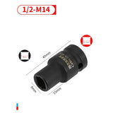 Tap Socket Double Square Head 1/2Inch Driver For Pneumatic Wrench Tool Accessories And Parts Replacement M6-M24 M24 Smile Home M14 - Front View