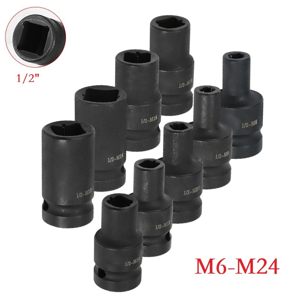 Tap Socket Double Square Head 1/2Inch Driver For Pneumatic Wrench Tool Accessories And Parts Replacement M6-M24 M24 Smile Home M20