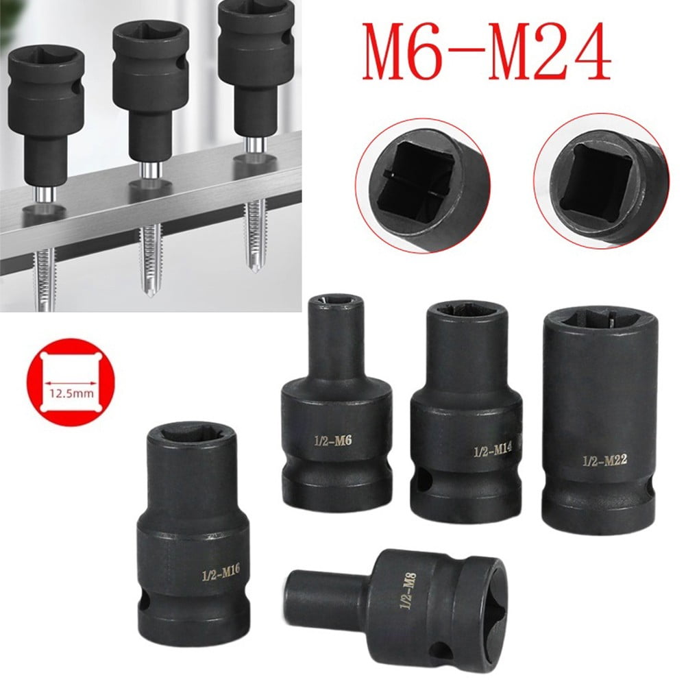 Tap Socket Double Square Head 1/2Inch Driver For Pneumatic Wrench Tool Accessories And Parts Replacement M6-M24 M24 Smile Home M22