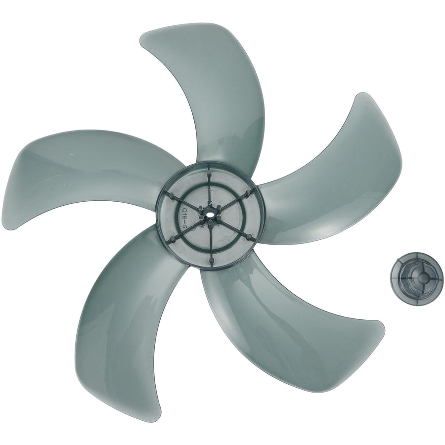 16 Inch Plastic Fan Blade With Nut Cover 5-Leaf Design for Pedestal or Desk Fan Replacement Part for 16"/375Mm Stand Fan Black