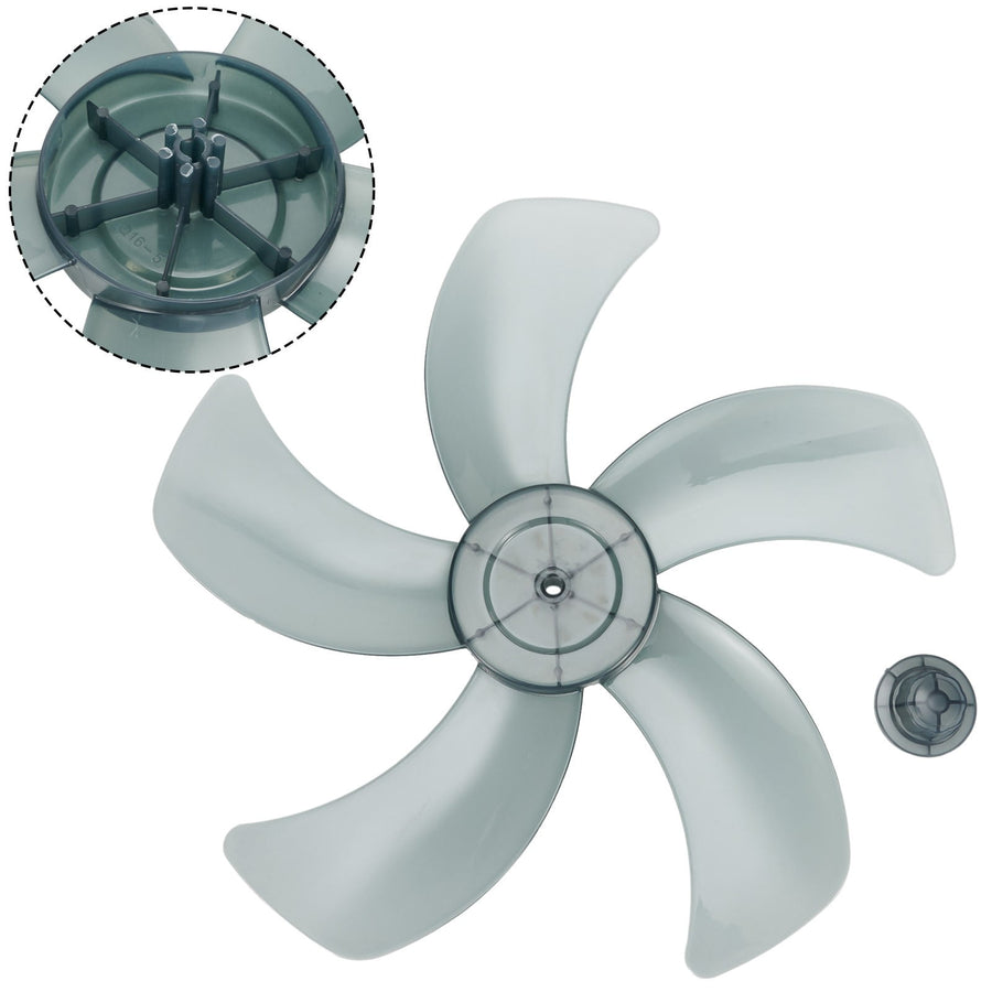 16 Inch Plastic Fan Blade With Nut Cover 5-Leaf Design for Pedestal or Desk Fan Replacement Part for 16"/375Mm Stand Fan Black