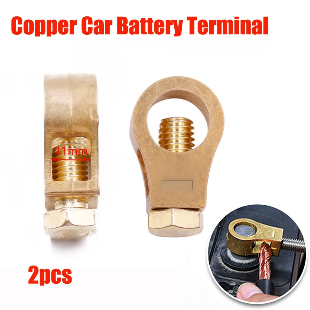 Pure Copper Car Battery Terminal Clamps Set Positive Negative Post Connectors With Bolts And Washers