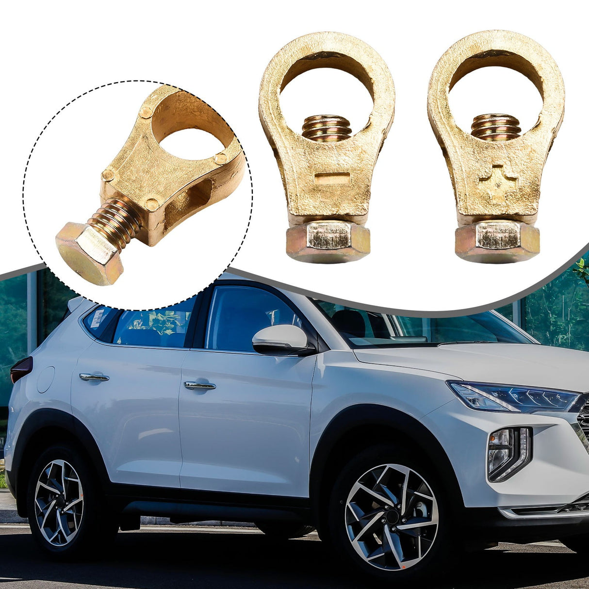 Pure Copper Car Battery Terminal Clamps Set Positive Negative Post Connectors With Bolts And Washers