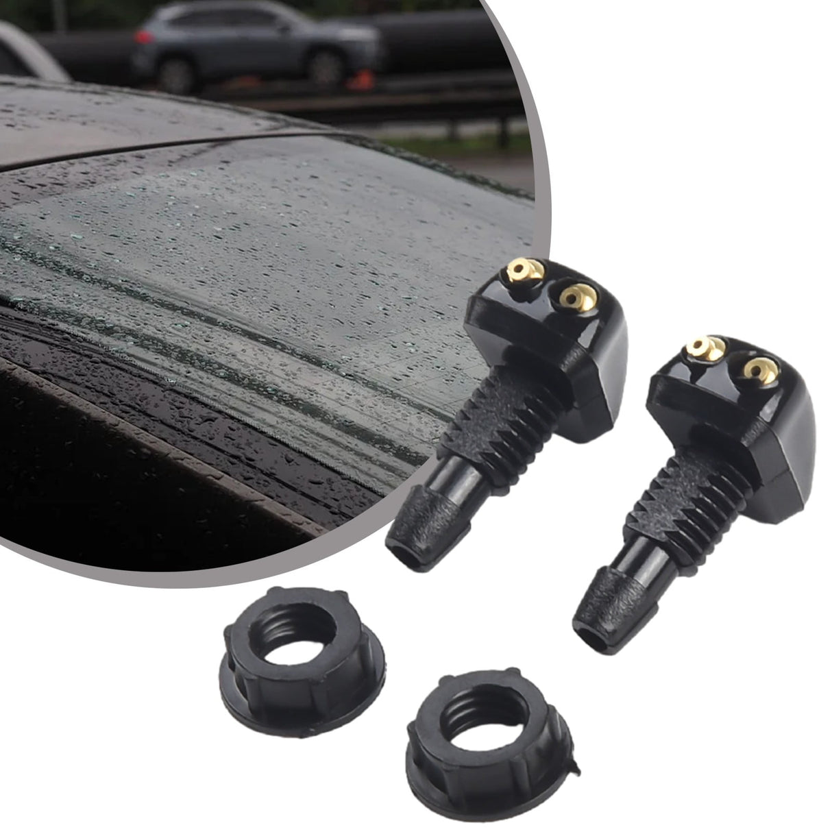 2 Pack Car Dual Holes Windshield Washer Nozzle Adjustable Wiper Water Spray Jet For Most Vehicle Models