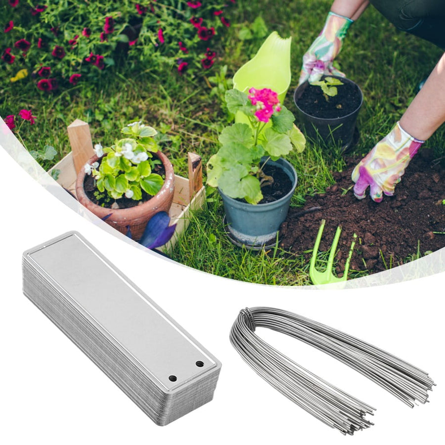 Aluminum Plant Labels Double Sided Metal Labels Tree ID Tag Waterproof iron wire Smile Home
