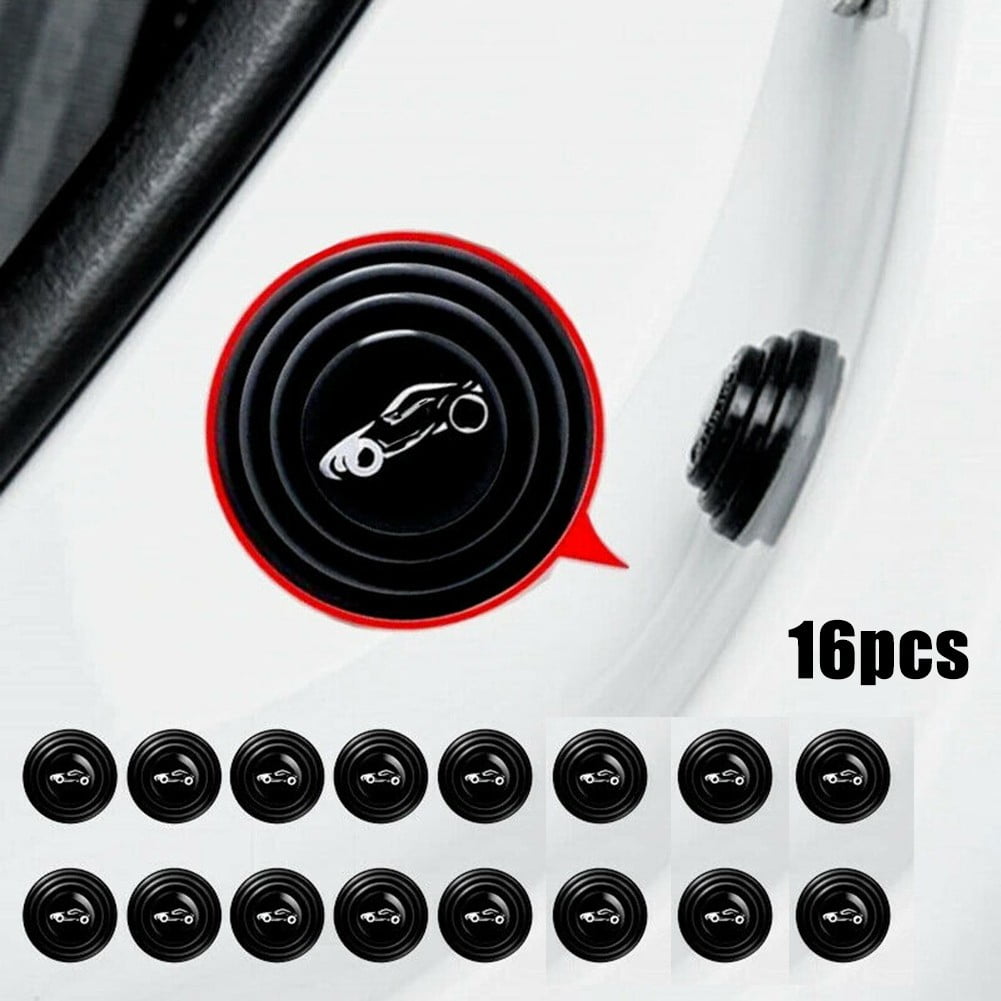 16Pcs Black Silicone Car Door Shock Absorbing Pads Anti-Bump Silent Gasket Protectors For Vehicle Exterior Door Edge Protection Accessories