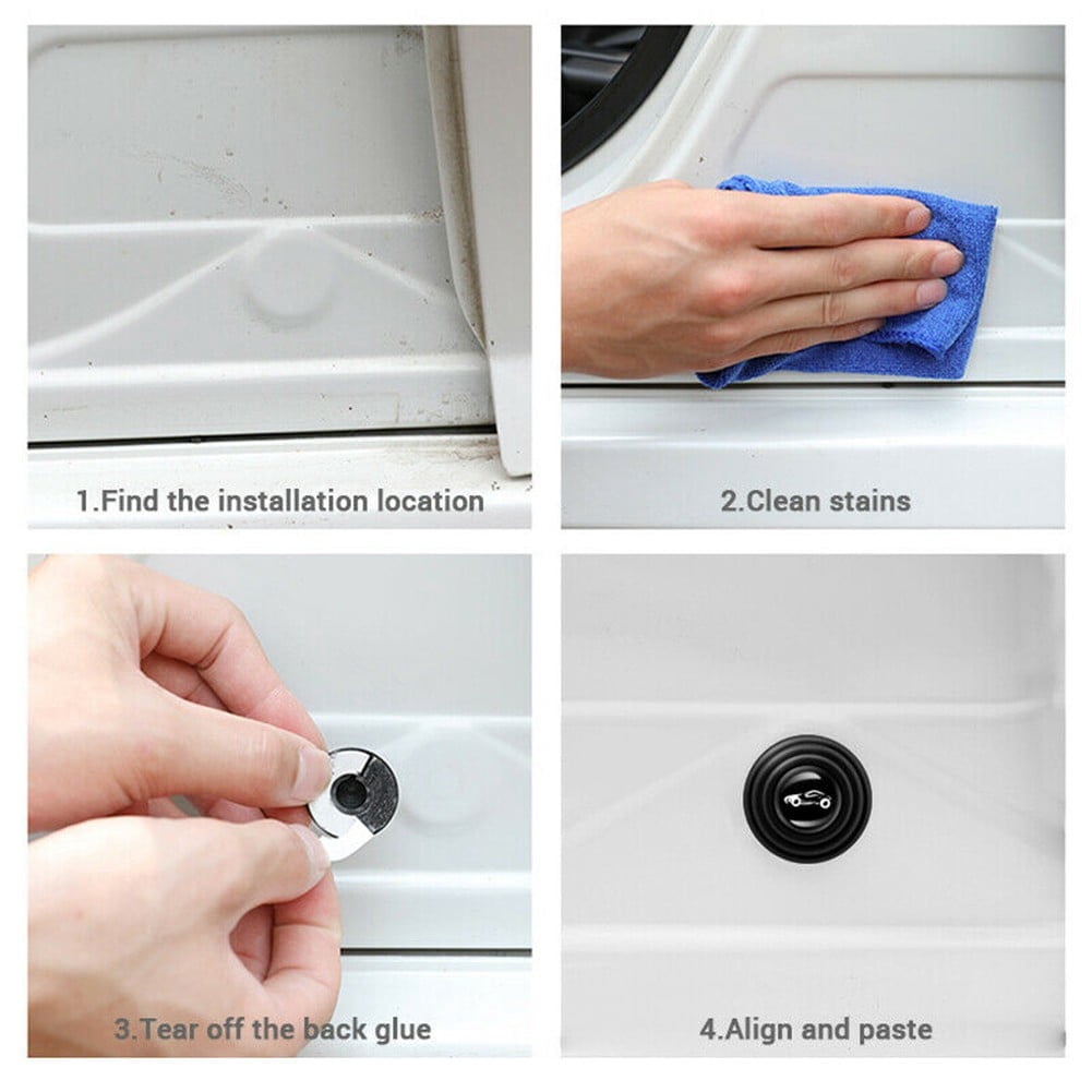 16Pcs Black Silicone Car Door Shock Absorbing Pads Anti-Bump Silent Gasket Protectors For Vehicle Exterior Door Edge Protection Accessories
