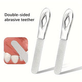 2-in-1 Stainless Steel Nail and Tooth File Set - Double-Sided Polishing Tool with Diamond Polishing Strips and Multi-Purpose Fine Grinding Tool, 2-Pack - Top-Down View