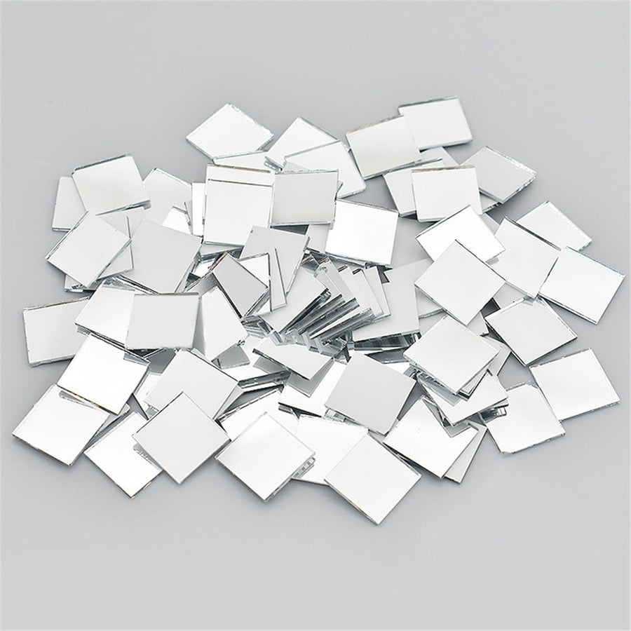 100Pcs Self-Adhesive Real Glass Mini Square Mirror Mosaic Tiles Sticker Bathroom Diy Handmade Craft Home Decoration 10X10Mm Rose gold