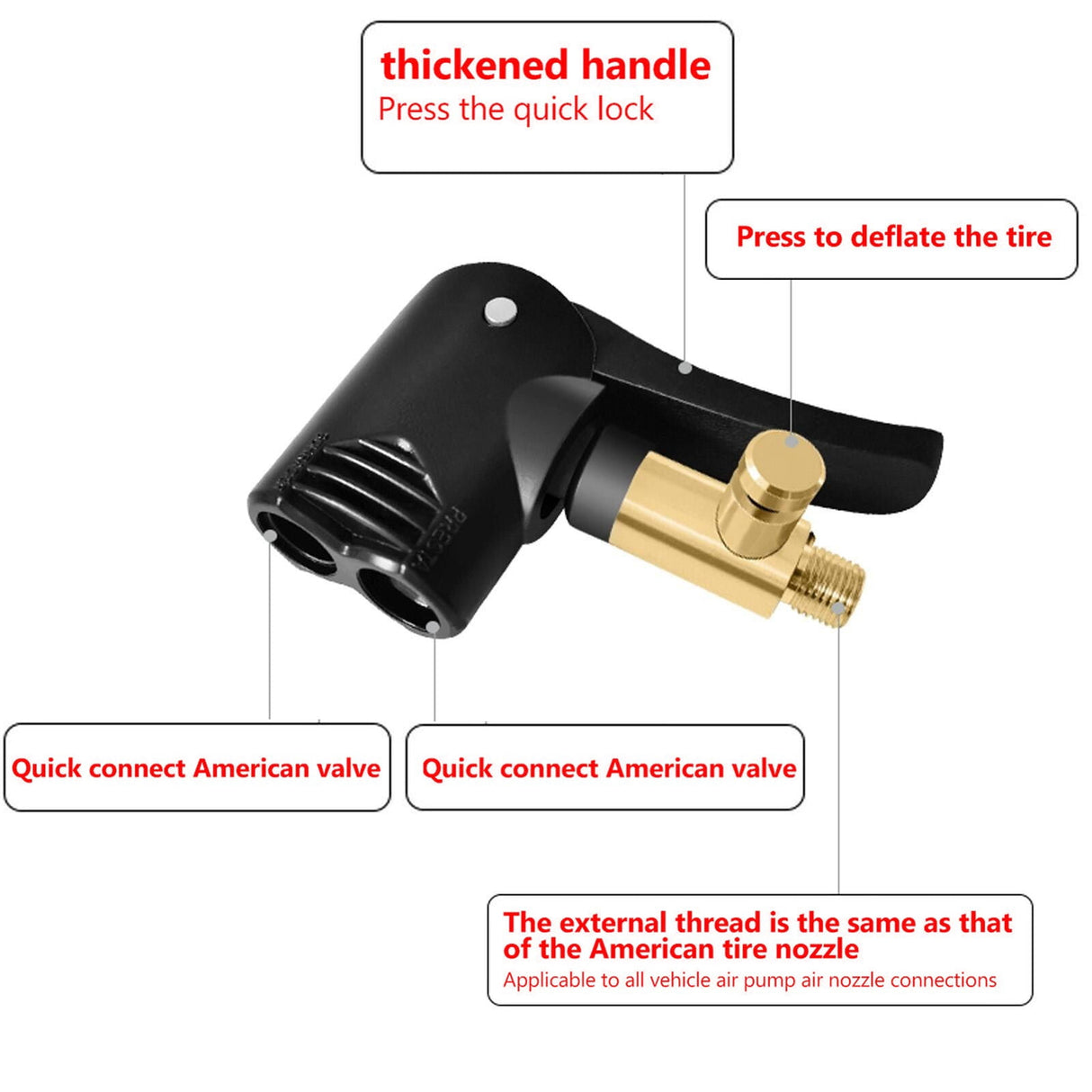 Air Pump Adapter Air Pump Valve 6Pcsｂicycle Bike Tyre Tube Replacement Presta Dual Head Air Pump Adapter Valve As Shown
