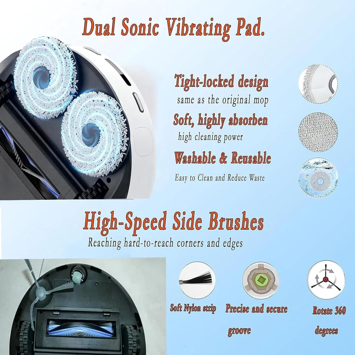 Replacement Parts for Lefant M3 Robot Vacuum Cleaner Accessories kit, 17Pcs 1 Main Brush 4 HEPA Filter 4 Mop Pad 4 Dust Bag 4 Side Brush$$Household Cleaning Products & Supplies
