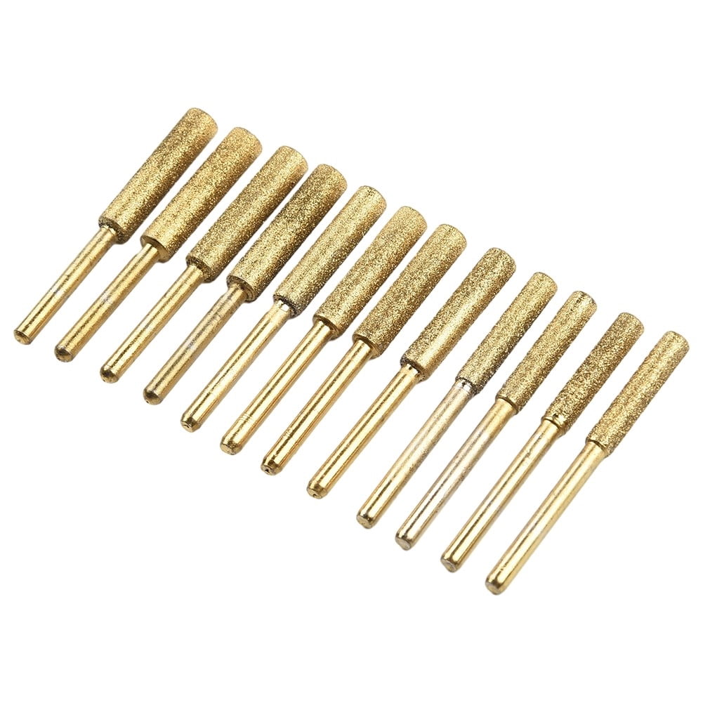 12Pcs Diamond Chainsaw Sharpener, High Hardness Titanium Plated Burr Grinding