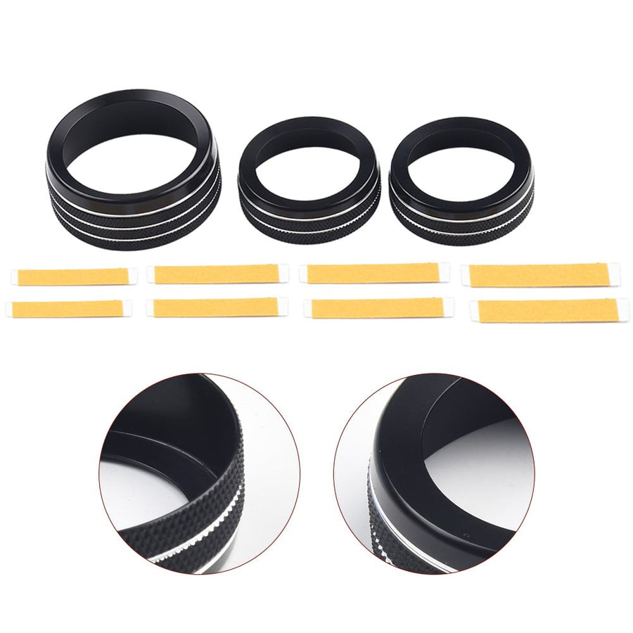 For Grand for Cherokee 2014-21 Black Aluminum Climate Volume Turn Knob Ring