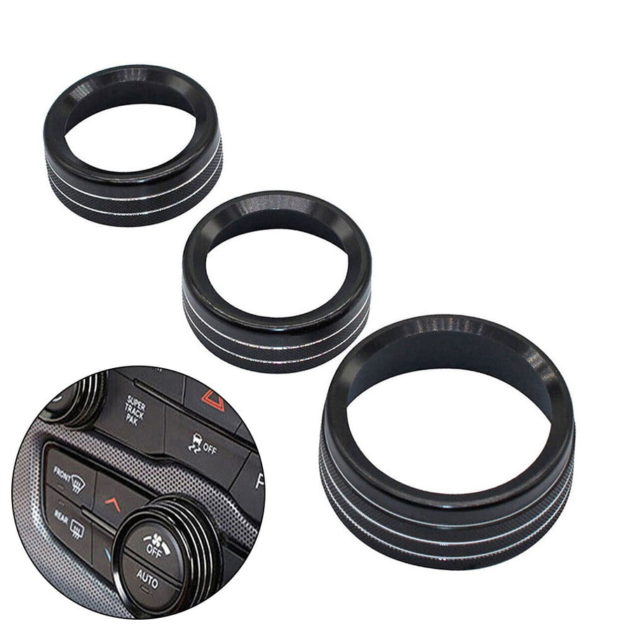 For Grand for Cherokee 2014-21 Black Aluminum Climate Volume Turn Knob Ring