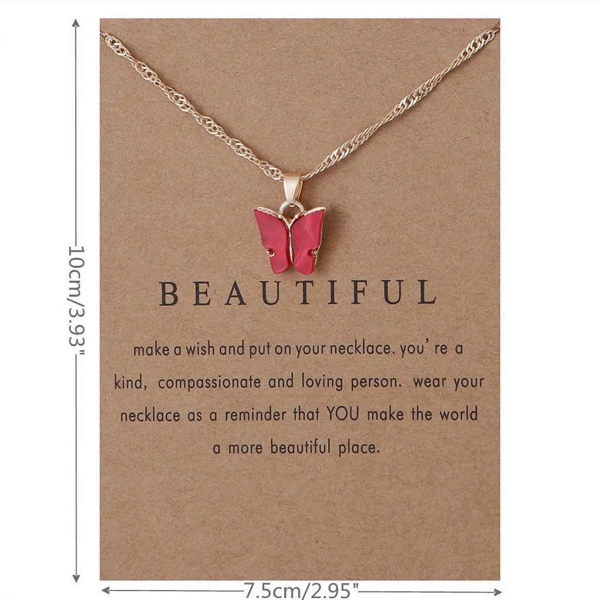 Colorful Acrylic Butterfly Pendant Necklace Bohemian Adjustable Retro Card Clavicle Chain Insect Animal Necklace for Women Friend Friendship Party Jewelry Gift Black