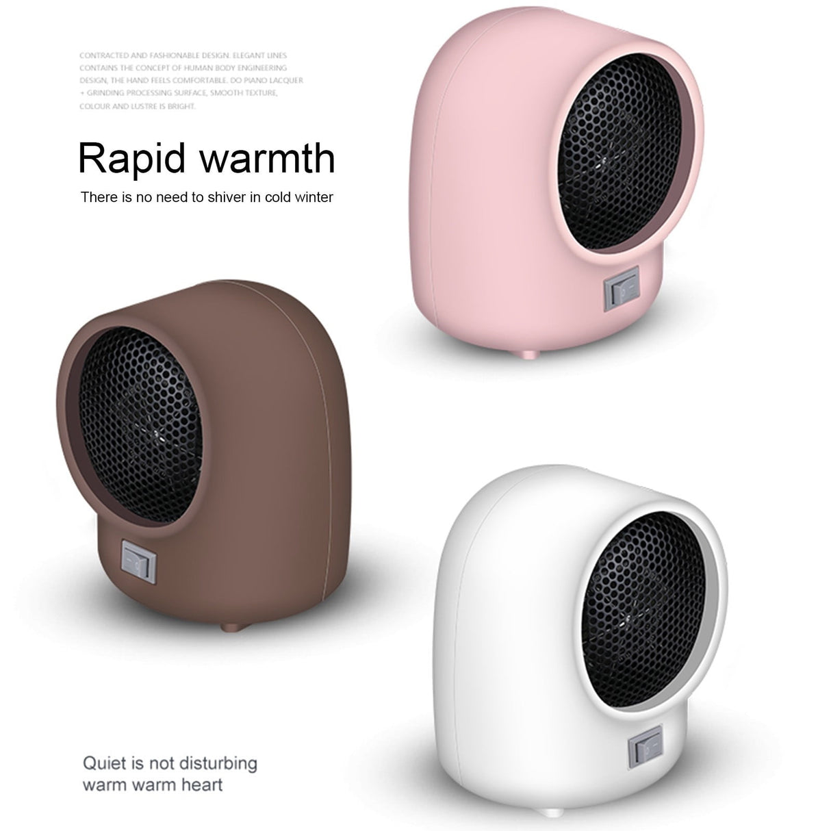 Space heater,Portable Quiet Desk Heater,Energy-Saving Bathroom Heater,Tipping and Overheating Protection,Fast Heating Small Space Warmer ABS PPS Energy Saving Indoor Decor for Desk White