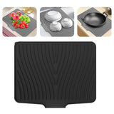 40x33 Inch Extra Large Kitchen Countertop Draining Silicone Tray - No Punching, Waterproof Drying Pad for Dishes,Water Diverting, Anti-Accumulating, Multifunctional Counter Protector for Kitchen Use Black