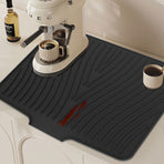 40x33 Inch Extra Large Kitchen Countertop Draining Silicone Tray - No Punching, Waterproof Drying Pad for Dishes,Water Diverting, Anti-Accumulating, Multifunctional Counter Protector for Kitchen Use Black